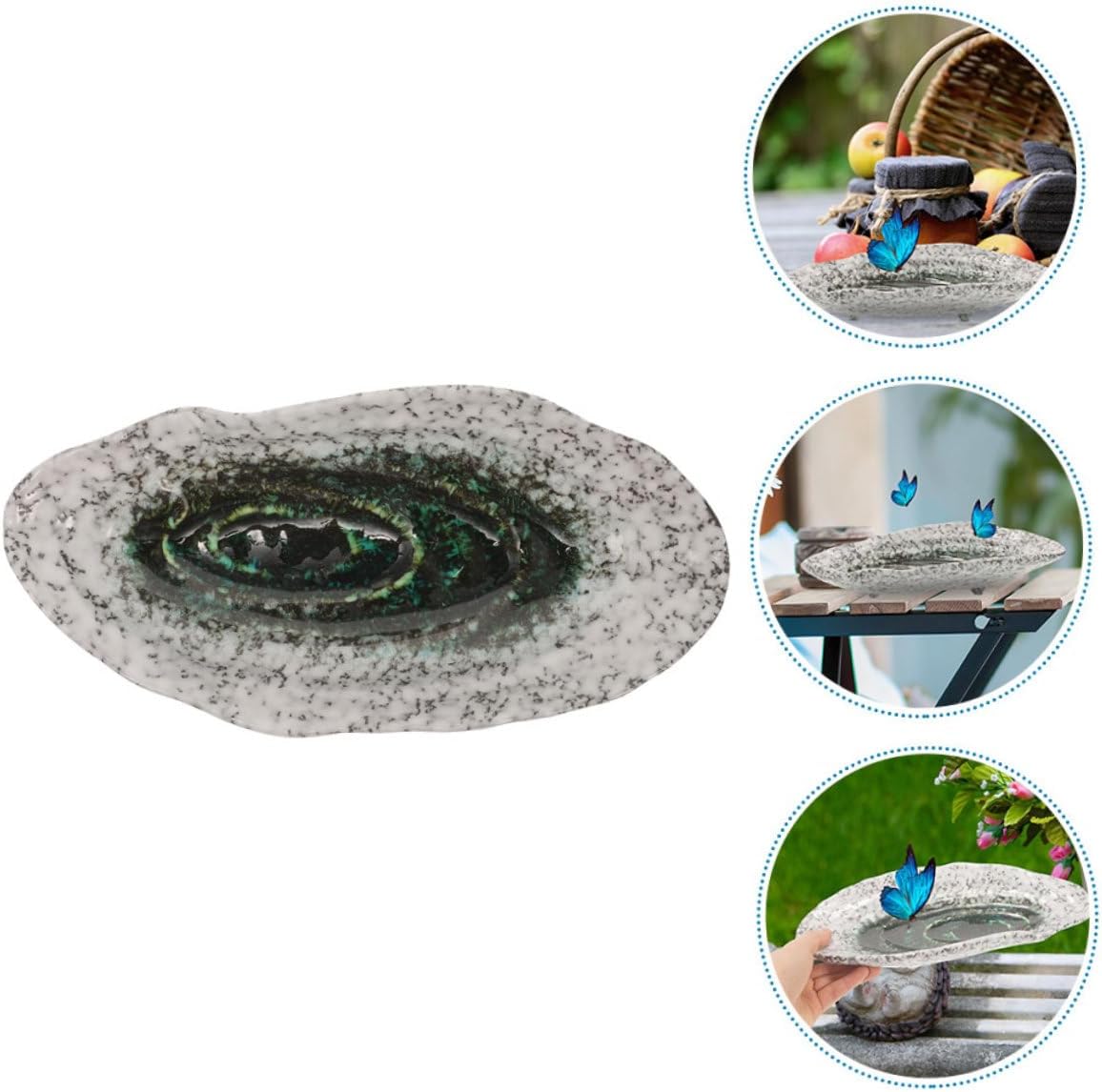 BESPORTBLE Ceramic Butterfly Feeder Tray Unique Shape Outdoor Feeding Dish for Garden Decor Sturdy and Natural Water Puddle for Butterflies