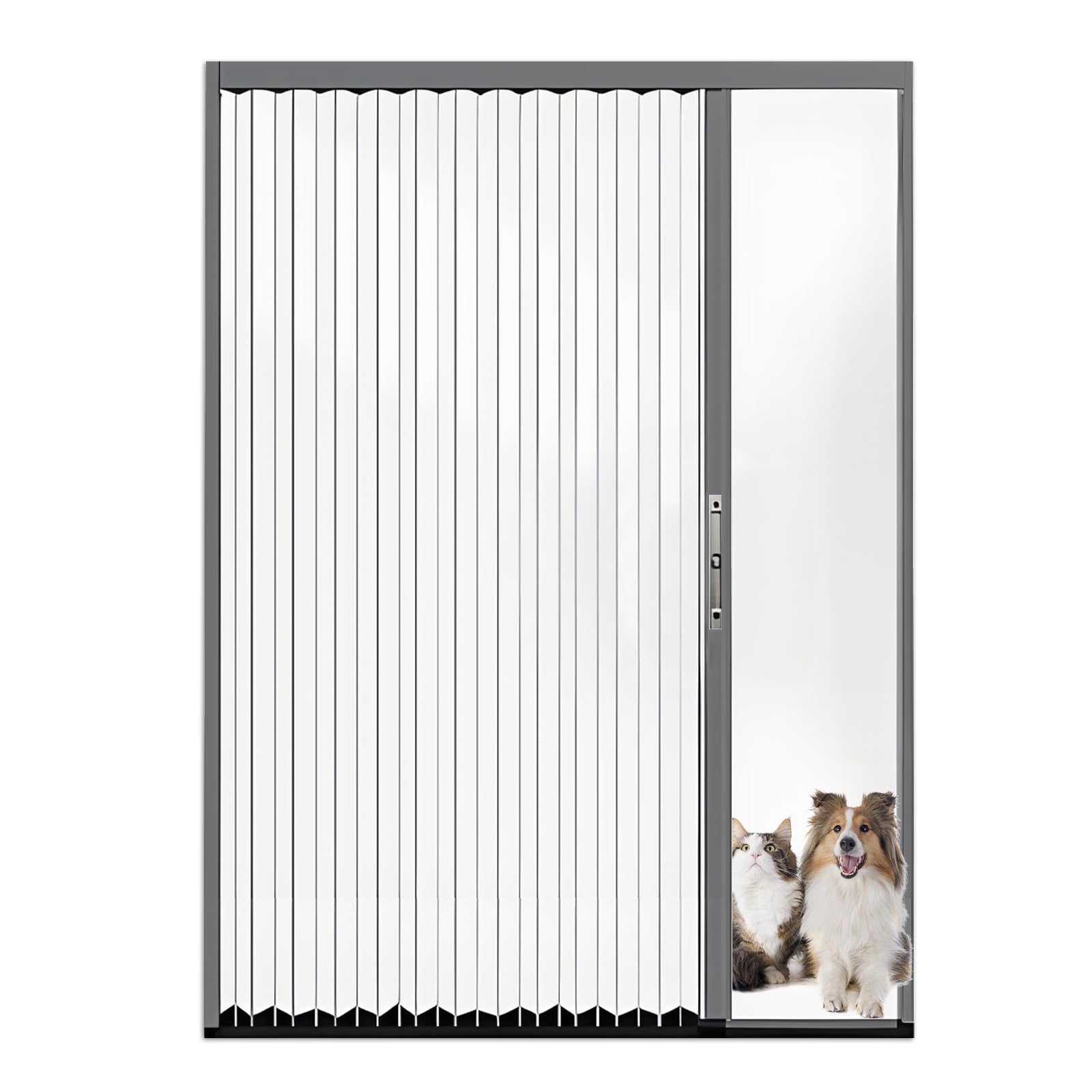 Interior Accordion Folding Door, No Drilling Retractable Sliding Doors with Lock, Customize Room Divider for Bathroom Closet Kitchen Patio, Aluminum Frame and Acrylic Panel