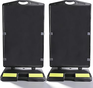 OrangeStar 2-Pack Sidewalk Signs 22x30 Inch Double Sided Sandwich Board | Plastic Outdoor Advertising Signboard with Water-filled Base for Restaurant, Business, Events, Grey Frame only