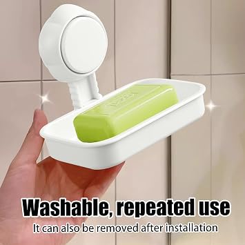 Suction Cup Shower Soap Holder Wall Mounted Drill-Free Removable