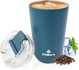 PHILORN Coffee Mug with Lid, 12 OZ Travel Mug, Leak-proof to go Coffee Mug, Stainless Steel Thermal Coffee Mug with Double Wall, Insulated Coffee Tumbler for Men and Women for Hot & Cold Drinks, P922