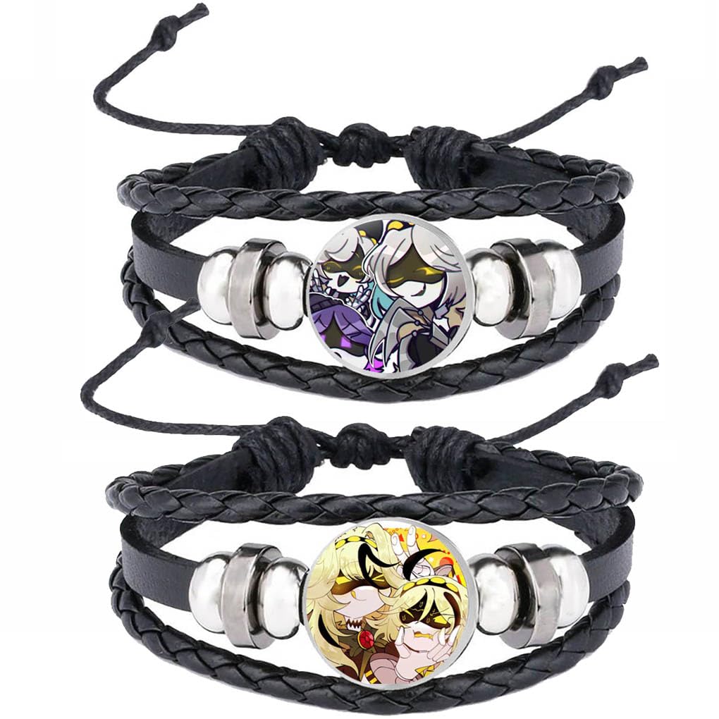 JUSONGKWCP2 Pcs Murder Uzi Drone Leather Bracelet Multi-layer Leather Braided Bangle Costume Jewellery Vintage Bracelet J N V Cosplay Accessories