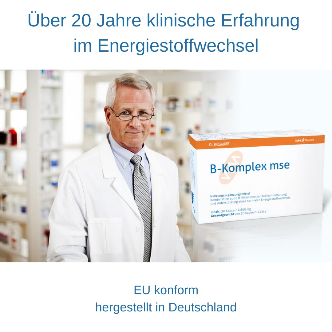 B-Komplex mse Doppelpack - alle 8 B-Vitamine optimale Zusammensetzung 30 vegane Kapseln, hochdosiert, hohe Bioverfügbarkeit, Dr. Enzmann