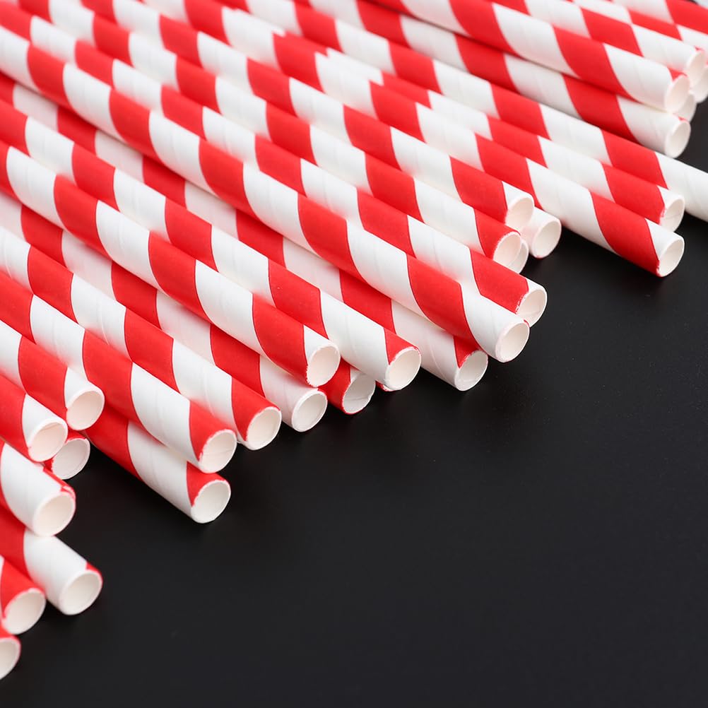 Beaupretty10PCS Red Stripes Drinking Straws Red Lip Paper Straws Long Paper Straws Valentine's Day Party Supplies Props Cocktail - Image 4