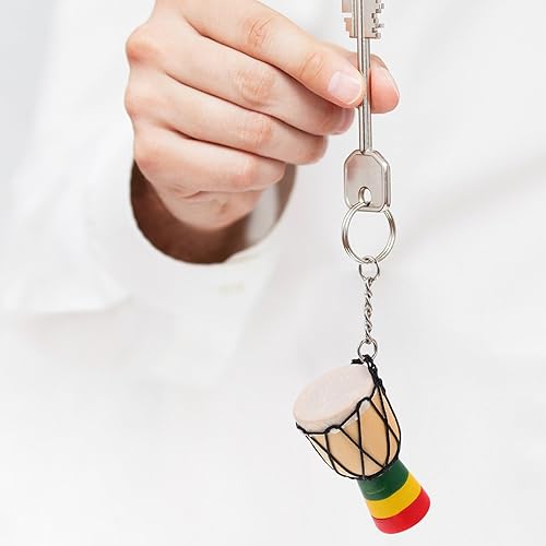 Miniatura 5 de Ciieeo Llavero de tambor Djembe de madera con colgante de tambor mini llavero de tambor de mano colgante de tambor de mano llavero de tambor