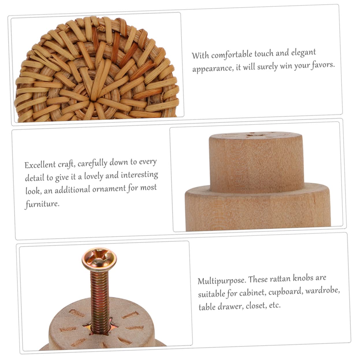 Uonlytech 4 Set Manico in Bambù Pomelli Decorativi Per Porte Comò Naturale Maniglie Delle Ante Dei Mobili Da Cucina Arredamento Legnoso Maniglie Dei Cassetti Del Comò Ki Di Legno 4 Pezzi * 4