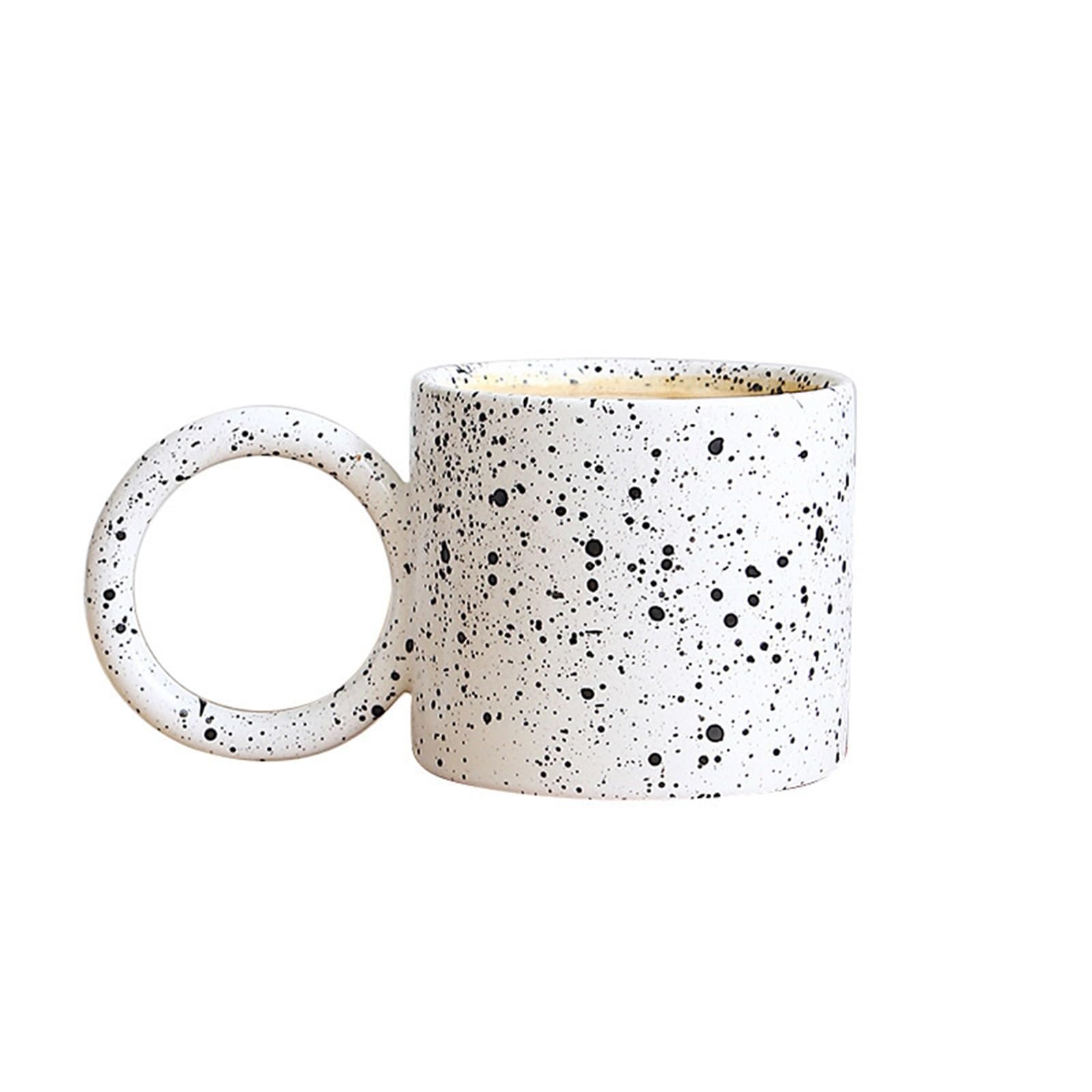 Taza de oficina Taza de café cerámica con asa y diseño lunares, ideal for desayuno, leche avena, 300 ml