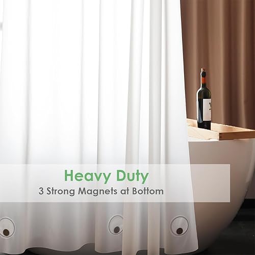 Miniatura 3 de Cortina de ducha corta de 48 pulgadas de largo para bañera, cortinas de baño impermeables de plástico blanco resistente para ventana, forros de