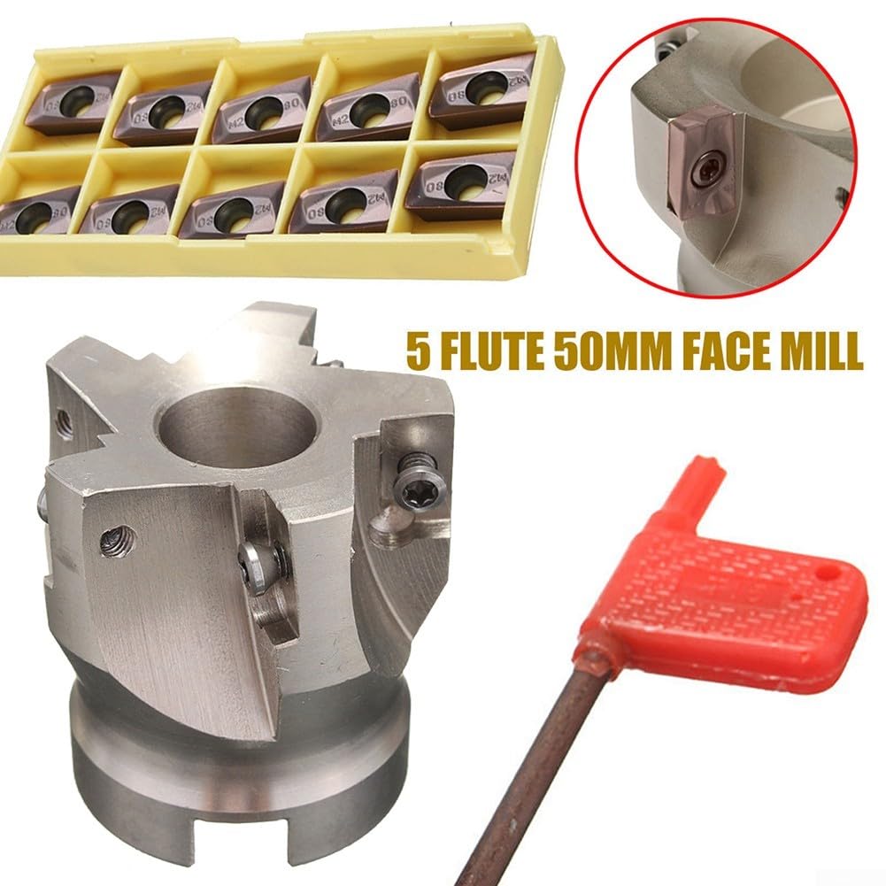 Fraise à bout indexable 5 cannelures BAP400R-50-22 50 mm avec 10 inserts en carbure APMT1604 pour fraisage CNC robuste
