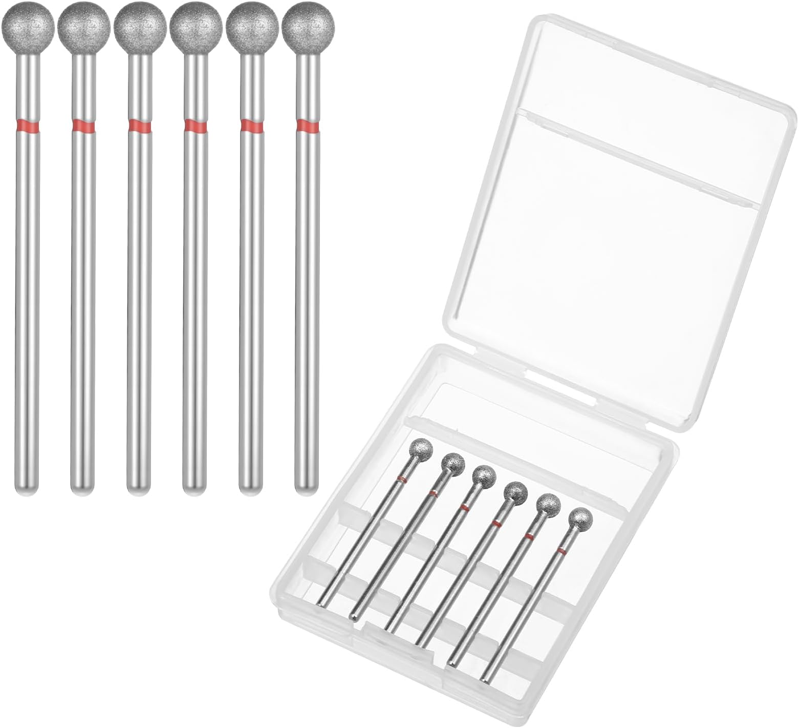 6 Pcs Russian Manicure Drill Bits Diamond Ball Bit for Nail Drill 5mm Cuticle Pro Clean Nail Bit Manicure Diamonds Professional Cleaner Burr for Electric Machine Pedicure Gel Polishing