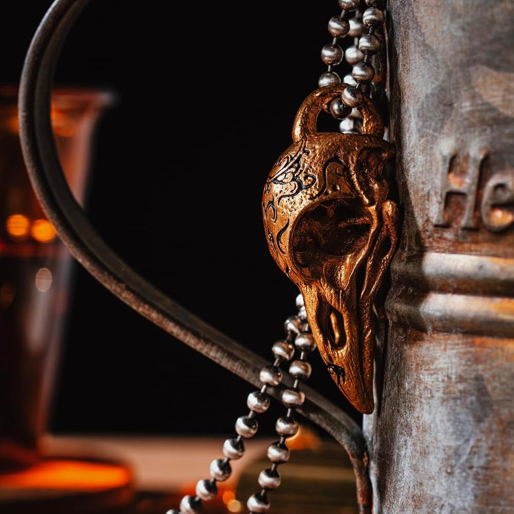 チビSkull Pendant 真鍮 COPPERTIST.WU Raven Skull Pendant Necklace Gothic Punk Crow Amulet