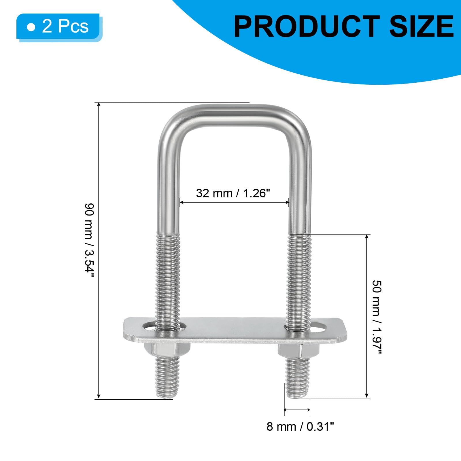 PATIKIL Square U-Bolts - Image 2