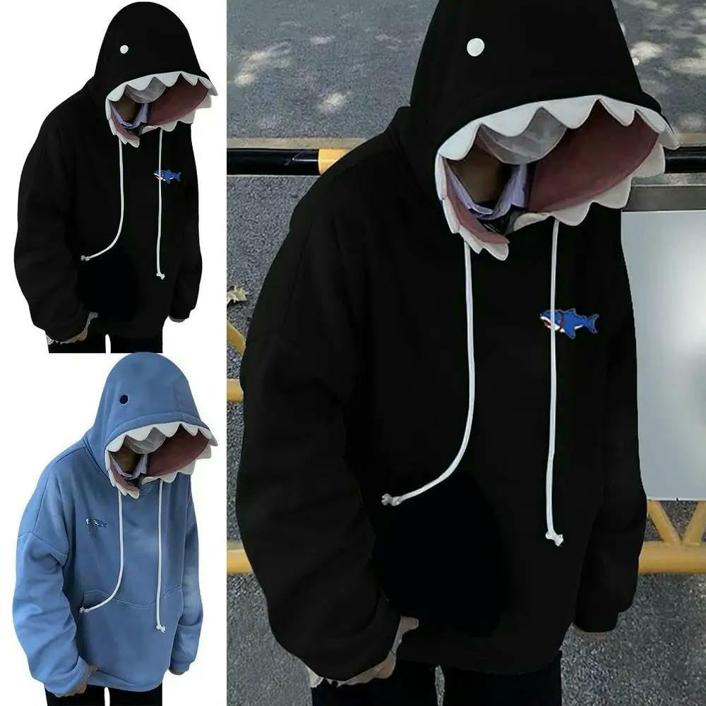 Bluza z kapturem ZBDZSW Shark Bluza damska Niebieskie bluzy z kapturem Długi rękaw Kształt rekina Para Pullover Zwierzęca bluza z kapturem z kreskówek Męska damska