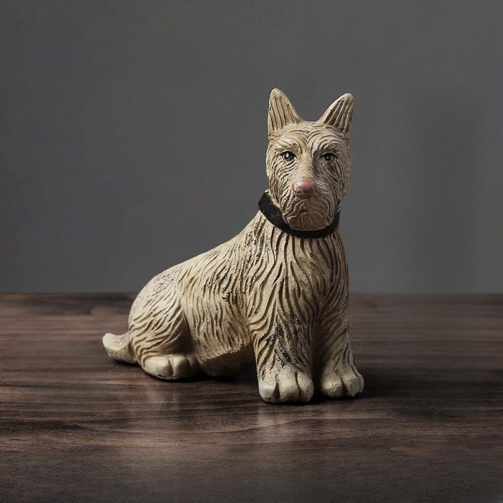 Statue de chien mignon en résine pour décoration de bureau et étagère de maison