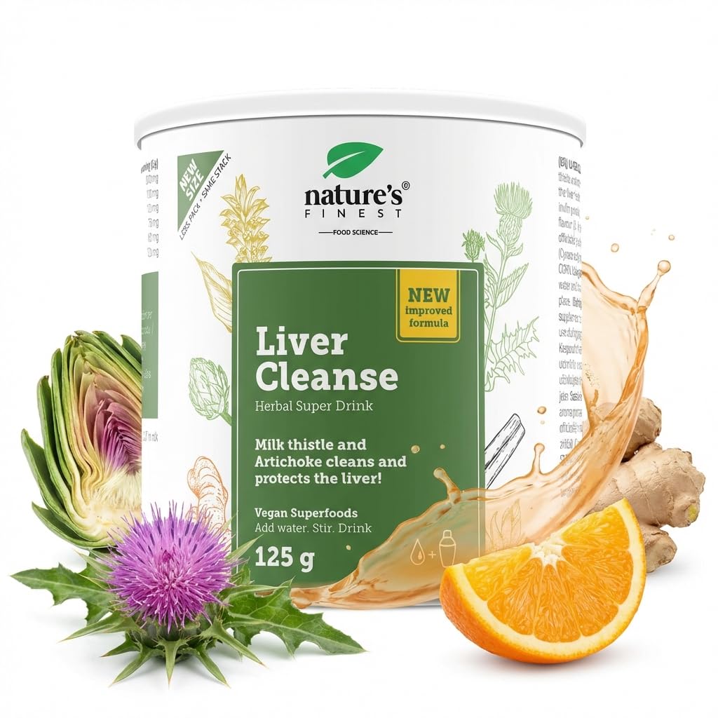 Nature’s Finest Liver Cleanse Detox - Mezcla en Polvo con Cardo Mariano, Alcachofa y Cúrcuma - Fórmula Concentrada para el Bienestar Hepático y Digestivo - 125 g (25 Dosis)