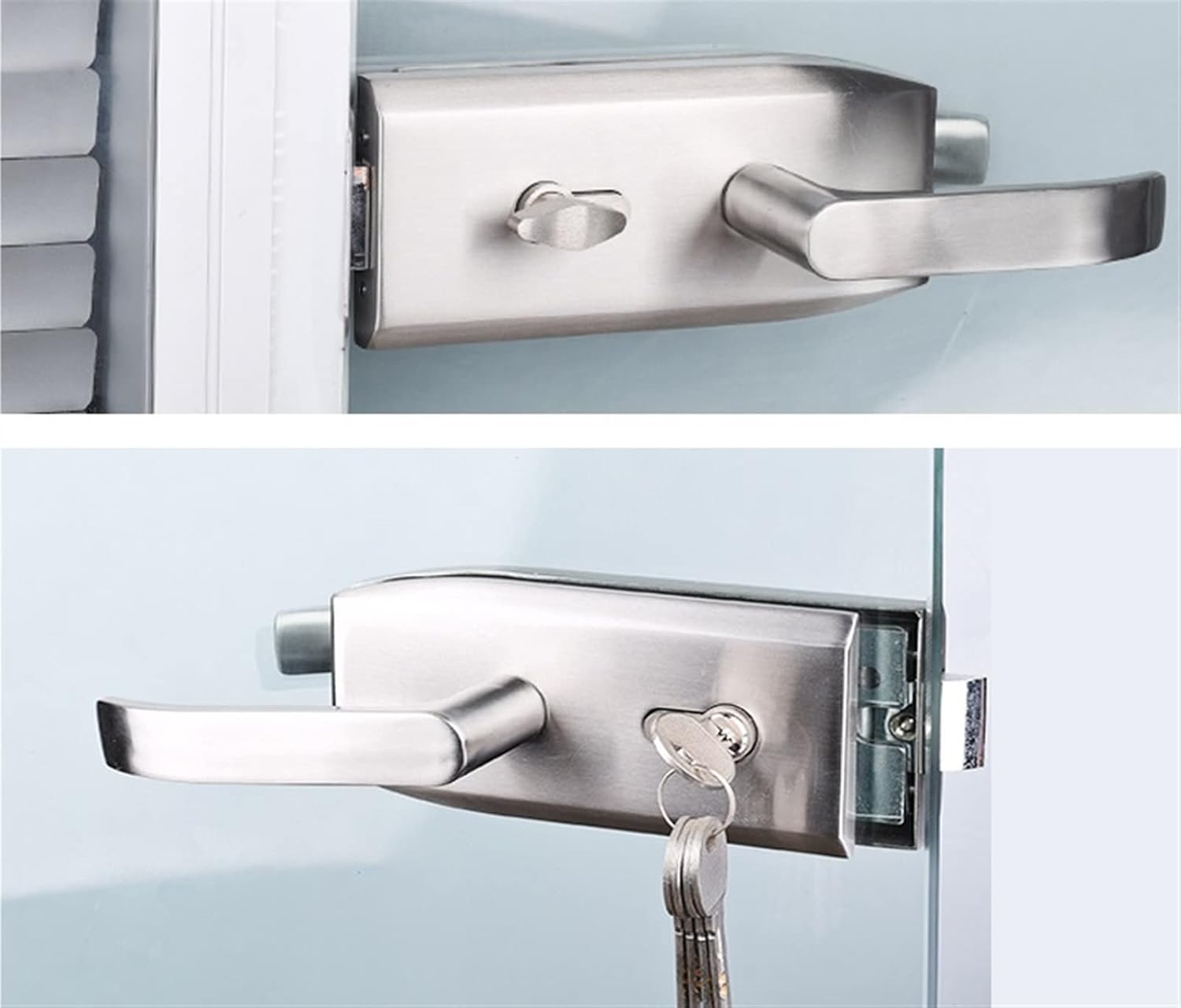 LAHTI Door Handle Lock with Brass Keys for Office Home Furniture Hardware MMS422 1Pcs (Color : Flat Door Silver)