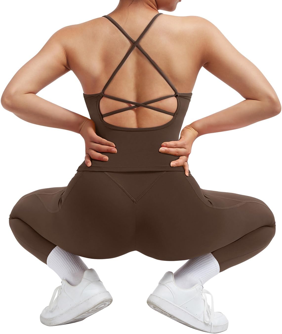 SUUKSESS Women 2 Piece Workout Sets Padded Tank Tops Tummy Control Leggings Gym Outfits - Image 4