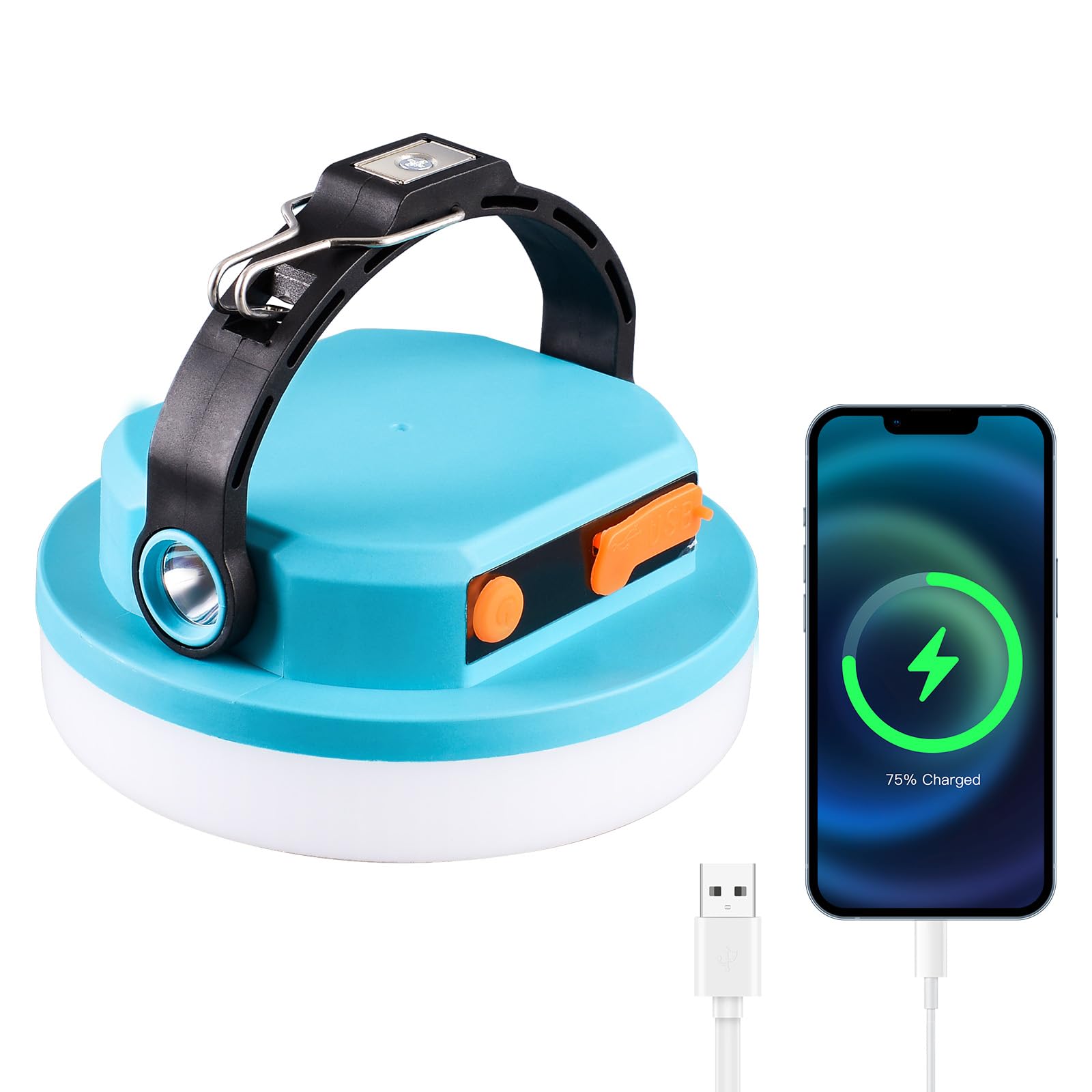 LED Camping Lantern Rechargeable 1000lm: 2-in-1 10000mAh Rechargeable Camping Light and Phone Charger for Hiking,Travel - 7 Light Modes Emergency Hanging Light for Hurricane, Power Outage, 100W Green