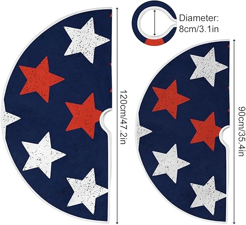 Miniatura 3 de Faldón de árbol de Navidad con estrellas patrióticas para el Día de la Independencia, Día de la Independencia, 48 pulgadas, para suministros de
