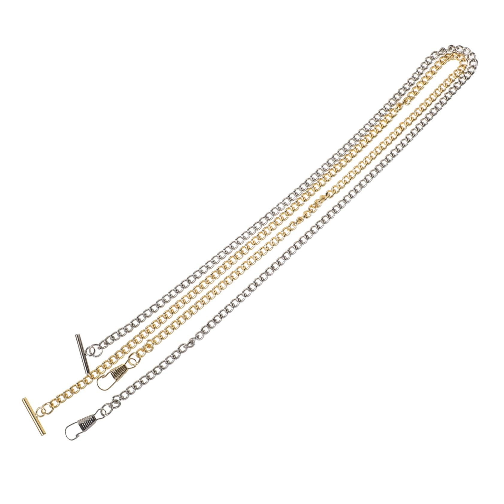 2pcs Decorative Pocket Watch Chain with Hook T Bar Design Chic Cow Boy Style for Men and Women Clothes Chain Accessories and