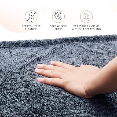 Image of Amazon Basics Pack of 8 Microfiber Cleaning Cloth | 300 GSM | Ultra Soft | Super Absorbent | Reusable |Grey| 40cm X 40cm