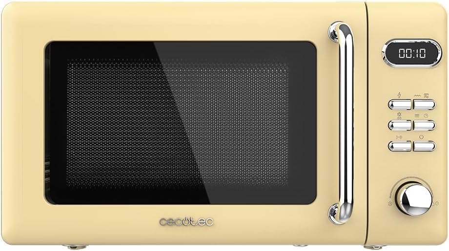 Cecotec Microondas Digital con Grill de 20 L Proclean 5110 Retro Beige. 700 W en 5 Niveles, Temporizador hasta 60 mins, 8 Programas y Modo Descongelación, Diseño Vintage en Beige Cecotec Microondas Digital con Grill de 20 L Proclean 5110 Retro Beige. 700 W en 5 Niveles, Temporizador hasta 60 mins, 8 Programas y Modo Descongelación, Diseño Vintage en Beige