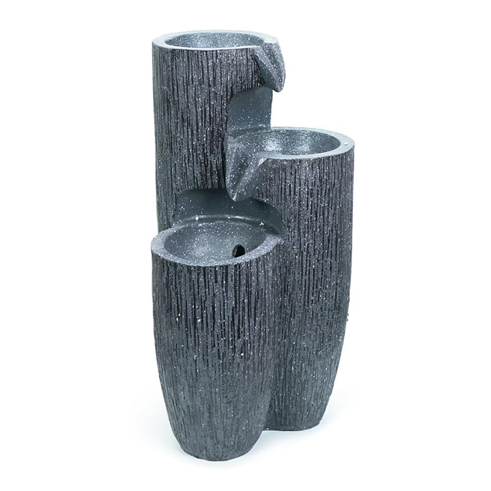 Valuelights Unisex Grey Solar Powered Outdoor Cascading Water Feature Fountain In