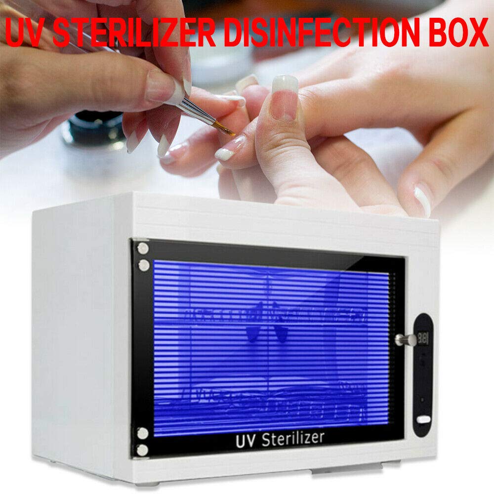 UV sterilizzatore gabinetto disinfezione scatola in acciaio inox vassoio sterilizzatore medico vassoio in acciaio inox, scatola disinfettante per salone manicure strumenti, bianco