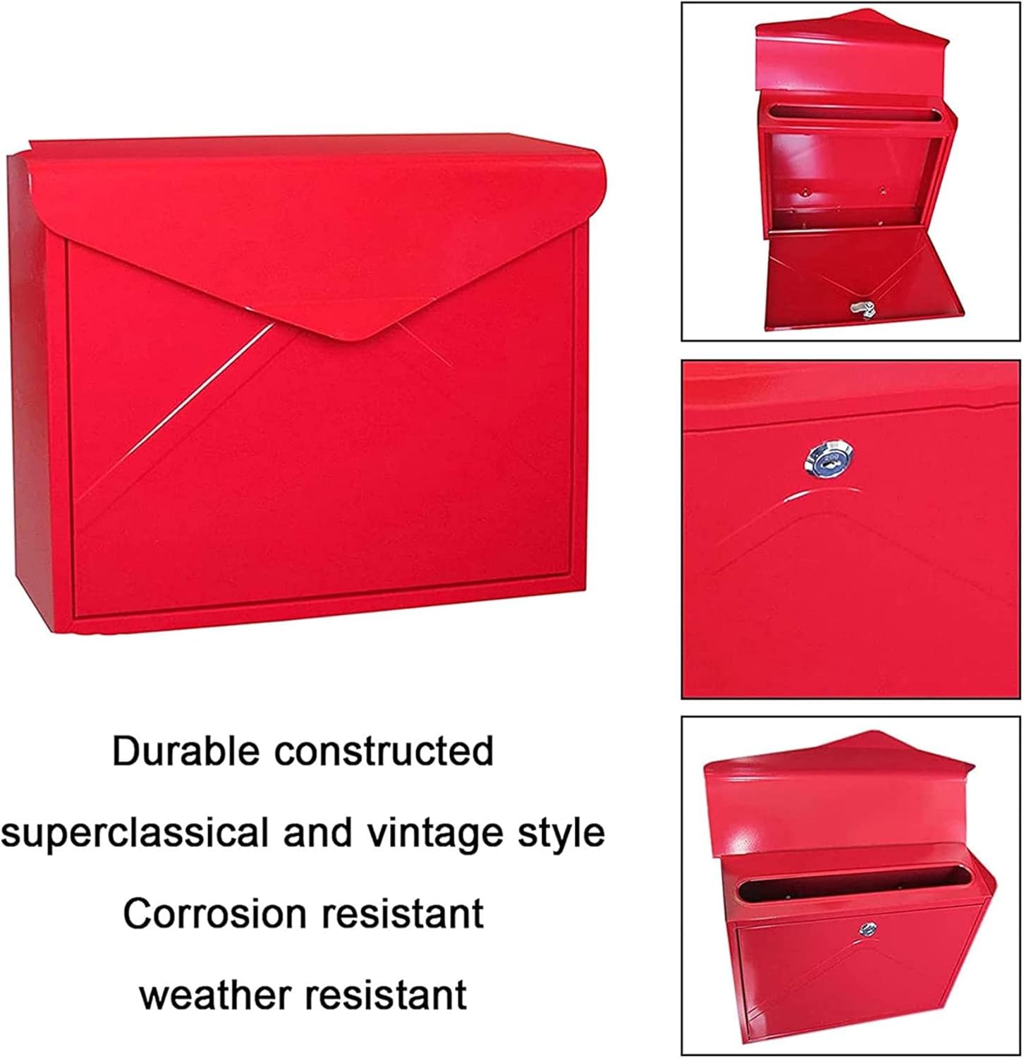 Wall Mount Mailboxes for Houses Post Box Secure Locking Mailboxes European Mailboxes for Outside Large Capacity Office Modern Mailbox Outdoor Letterboxes Post-Mount Mailboxes