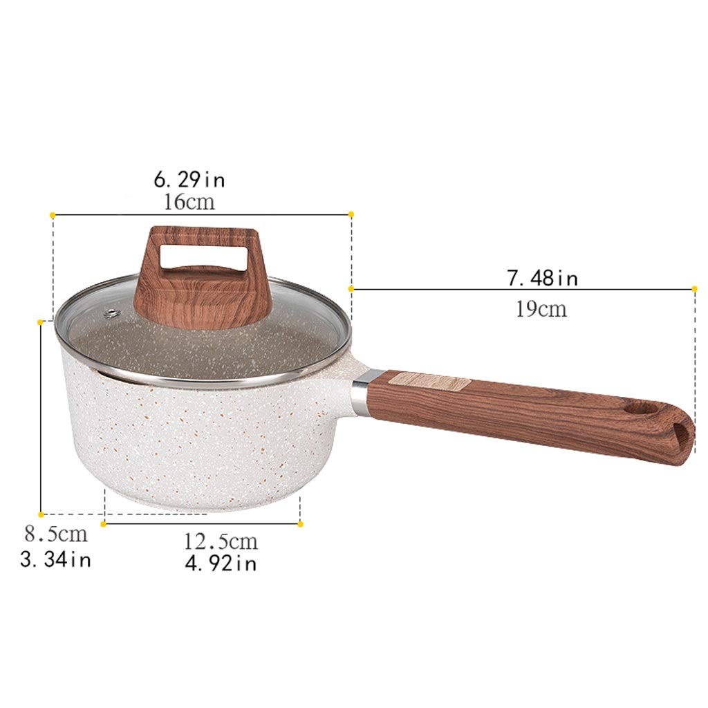 Cazos Cacerola para leche Cacerola antiadherente de aleación de aluminio Tapa de vidrio Olla para sopa Cacerola antiadherente Cacerola para salsa con tapa de vidrio (Blanco) Cacerola para leche/cacero