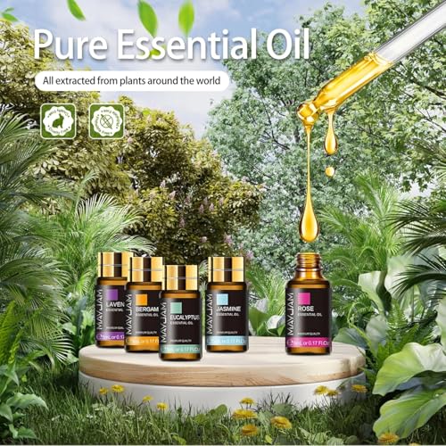 MAYJAM Tea Tree 20 Pcs Pure Essential Oil Gift Set, for Diffuser, Humidifiers, Skin Care, Massage, Fragrance Oil Scent for DIY Candle and Soap Making, Gift for Friend (5ML)