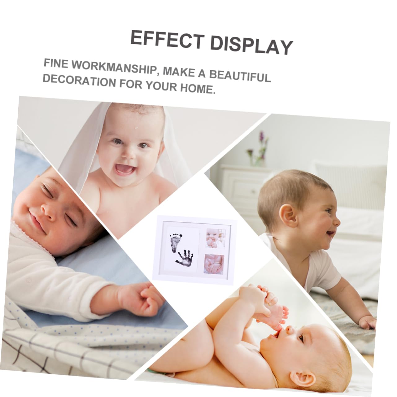 ifundom Baby Growth Record Handprint Footprint Photo Frame Fine Texture Elegant Desk Decor Friends White Plastic