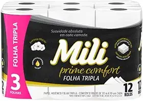 Papel Higiênico Neutro Folha Tripla Prime 12 Rolos com 20 metros