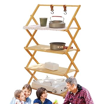 キャンプシェルフ　キッチン棚 Amazon.co.jp: キッチン棚、折りたたみ式多層キャンプキッチン棚