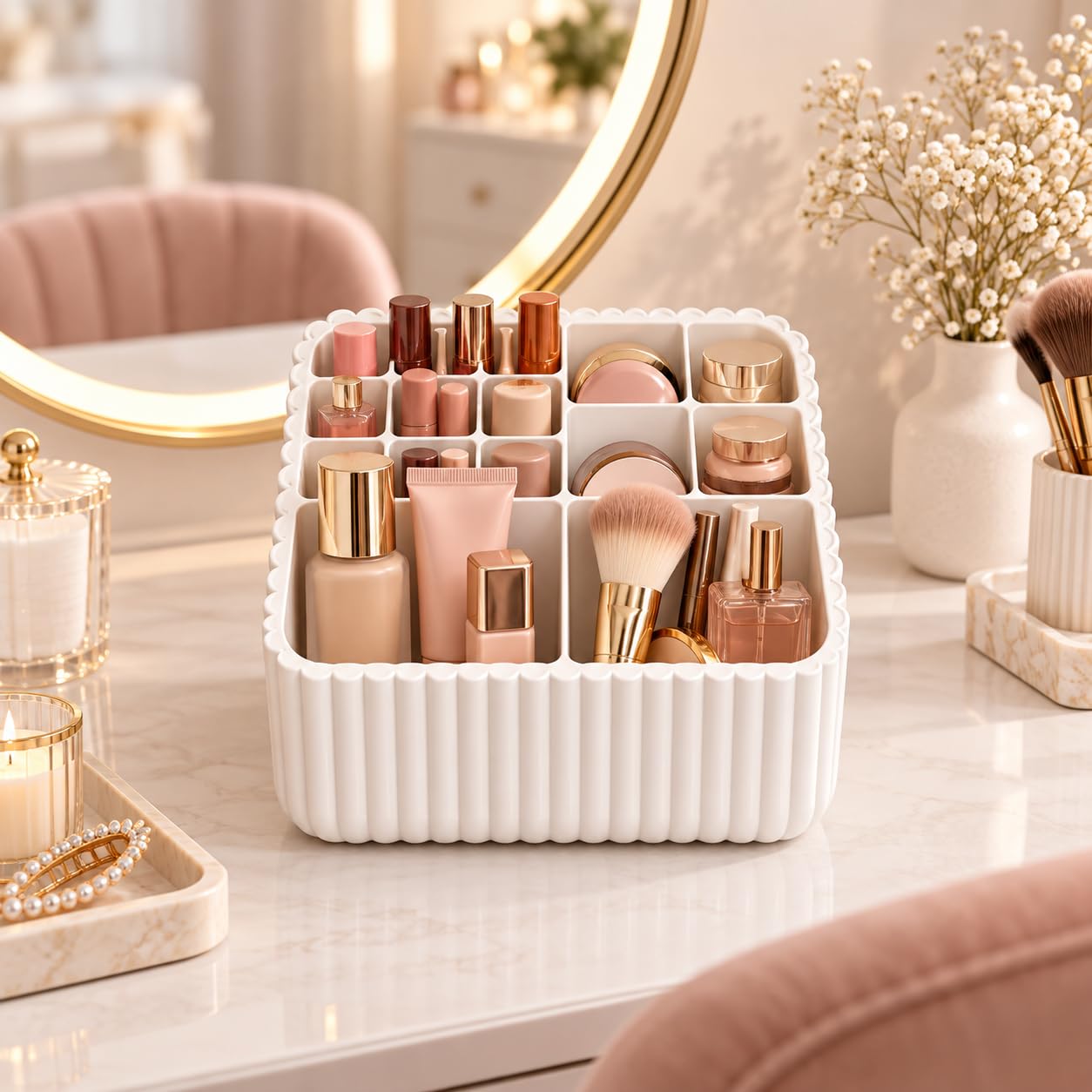 Bellatonni Organizador de Maquillaje Blanco 13 Compartimentos