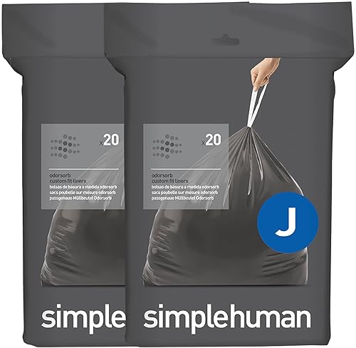 Miniatura 6 de simplehuman Code J Odorsorb - Bolsas de basura con cordón de ajuste personalizado que absorben olores en paquetes dispensadores, 60 unidades, 30-45