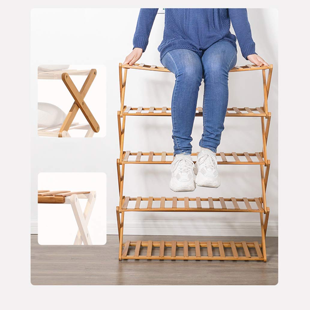 RXZCHH Zapatero Plegable de bambú – Banco de Almacenamiento Que Ahorra Espacio para Entrada, Pasillo, baño y Sala de Estar – Organizador de Zapatos Elegante y eficiente para decoración del hogar
