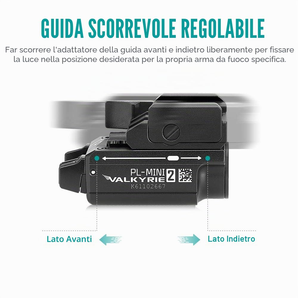 OLIGHT PL-Mini 2 Valkyrie Torcia Potente LED Regolabile, Luce Professionale Multifuzionale Lampada Ricaricabile 600 Lumen 100 Metri per la Caccia, Ricerca, Outdoor Illuminazione Campeggio