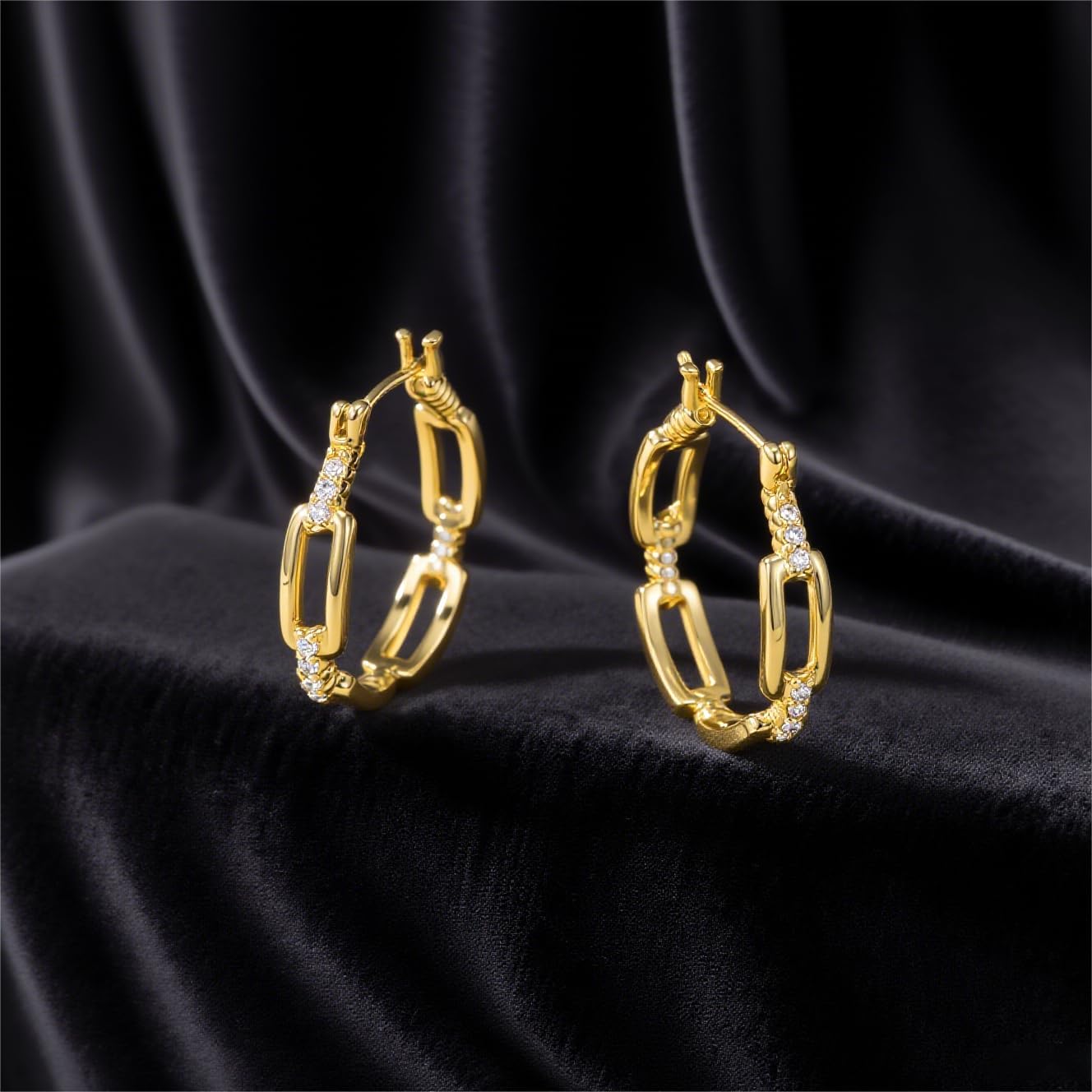 14K Gold Hoop Huggie Earrings for Women Gold Earrings Diamond Hoops Earring Trendy Cable Design Womens Earring 20/25/30MM