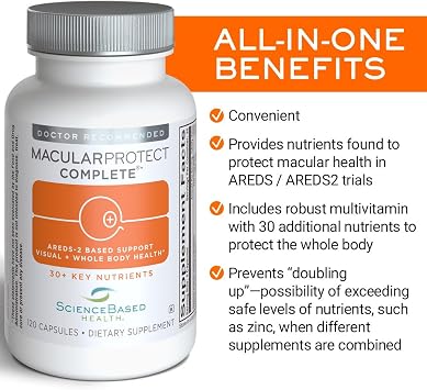 ScienceBased Health MacularProtect Complete AREDS 2 Eye Health Supplement & Daily Multivitamin 30+ Nutrients with Lutein & Zeaxanthin Supports Vision & Whole Body Health 120 Capsules