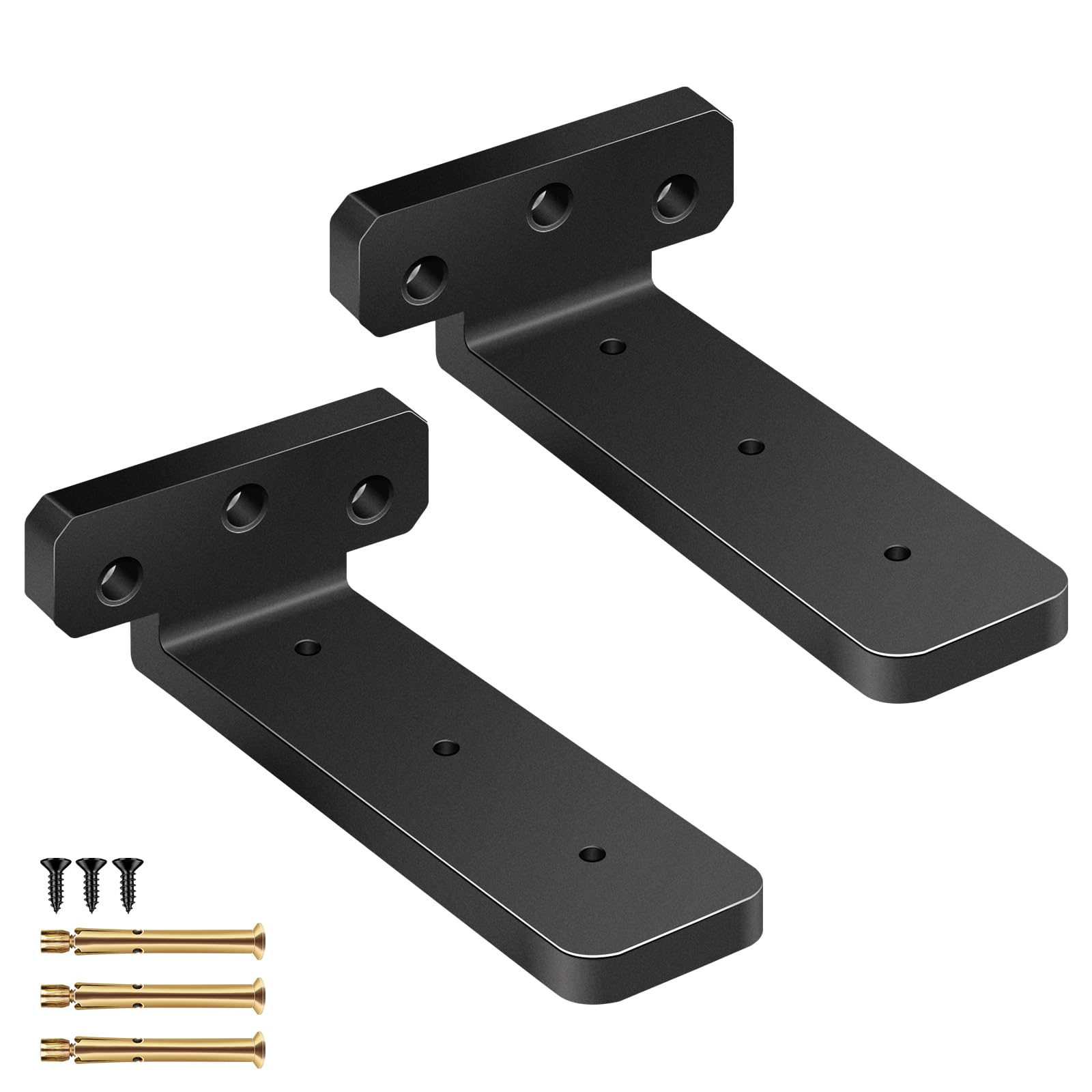 Shelf Bracket 10cm Heavy Duty Black Shelf Brackets Wall Floating Shelving Brackets & Supports, 4 Inch, Set of 2