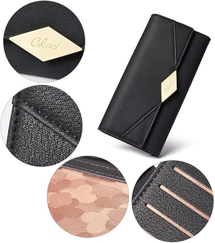 Miniatura 5 de Cartera de cuero suave para mujer con tres pliegues y organizador de tarjetas