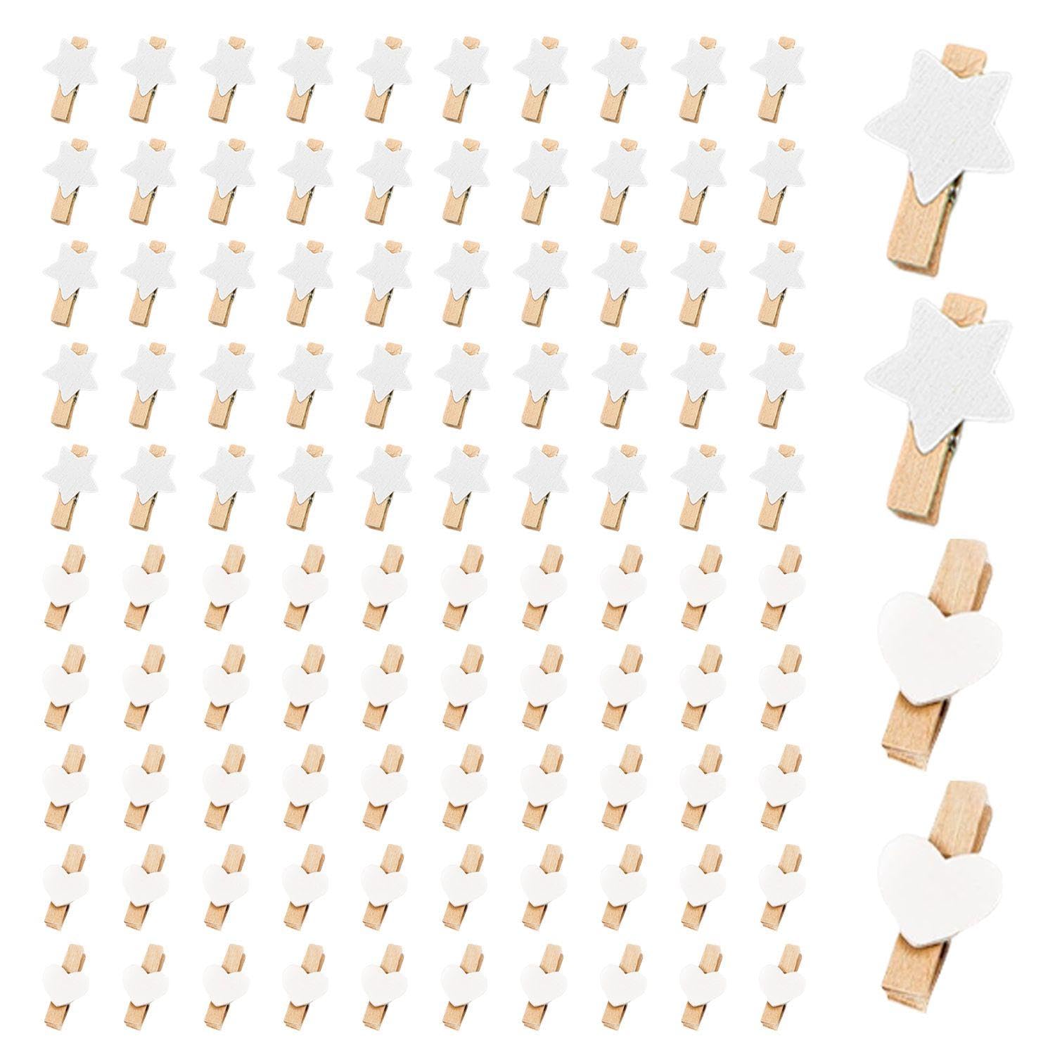 WUFGWBD 100 Pieces Wooden Clips, Cute Wooden Clips, Clips For Photo Hanging, Decorative Wooden Clips, Home Accessories