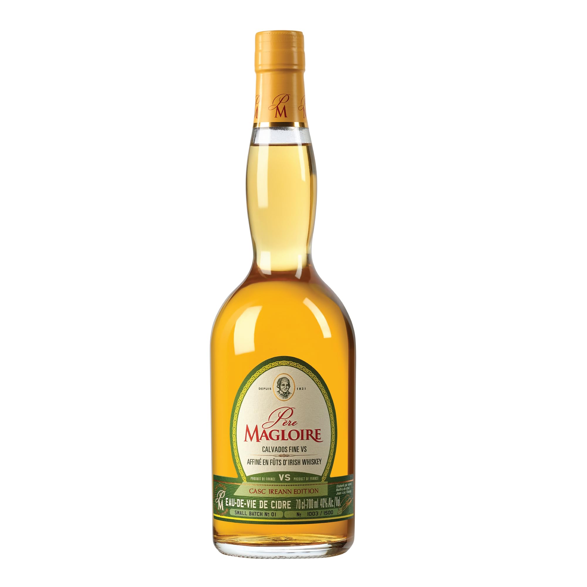 Père Magloire VS Calvados - Irish Whiskey Cask Finish - 70cl, 40% ABV - Premium Calvados Apple Brandy Normandy - Smooth and Complex - Ideal Brandy Gifts for Men or Women