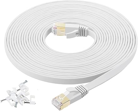 Amazon Co Jp Cat7 Lanケーブル 7m ホワイト Fosto イーサネットケーブル ウルトラフラットケーブル 高速 Stp 爪折れ防止 Rj45コネクタ ギガビット10gbps 600mhz 金メッキコネクタ 7m 白 パソコン 周辺機器