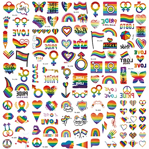 200+ Pcs Pride Tattoos Gay Pride Tattoos 20 Sheets Pride Temporary Tattoos Pride Outfits for Women Waterproof Rainbow Flag Tattoo Stickers for Pride Equality Parades and Celebrations