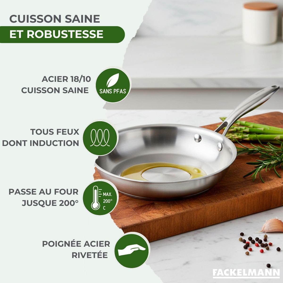 Fackelmann 9243950B Batterie de cuisine 2 poeles 20/28 cm, 2 casseroles 14/18 cm et 1 ustensiles