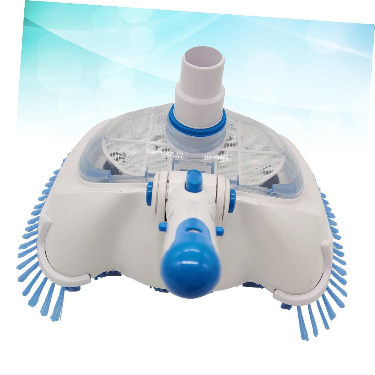 Cabezal de Aspiradora para Piscina con Cepillo de Cerdas Angulares y Cubierta Transparente Herramienta de Limpieza para Fondo y Paredes Compatible con Varilla Telescópica para