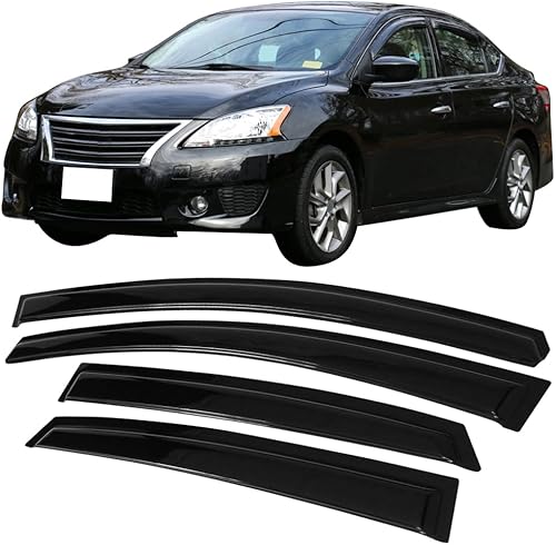 Miniatura 2 de IKON MOTORSPORTS - Deflector de visera de ventana compatible con Nissan Sentra 2013-2019, resistente al acrílico, resistente al viento, sol, lluvia,