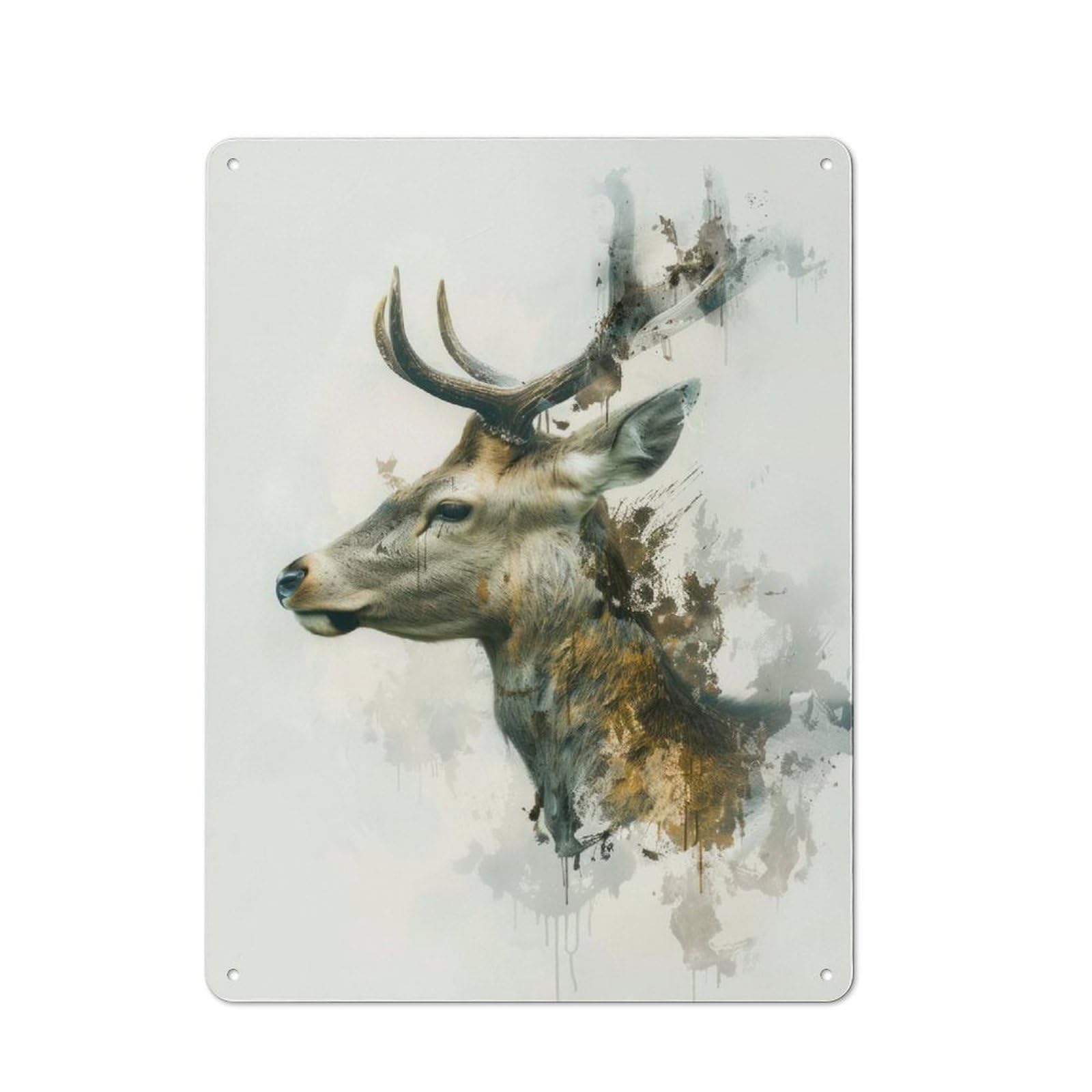 Junmoney Deer Elegance Retro Tin Wall Plaque 40X30cm For Dining Room Or Kitchen, For Home Decor Collectors